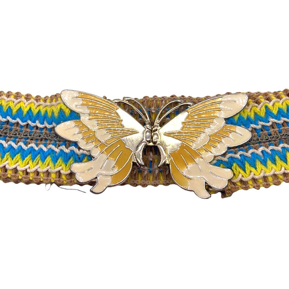Vintage 1960s Belt Enamel Butterfly Cloisonne Woven Womens 40\